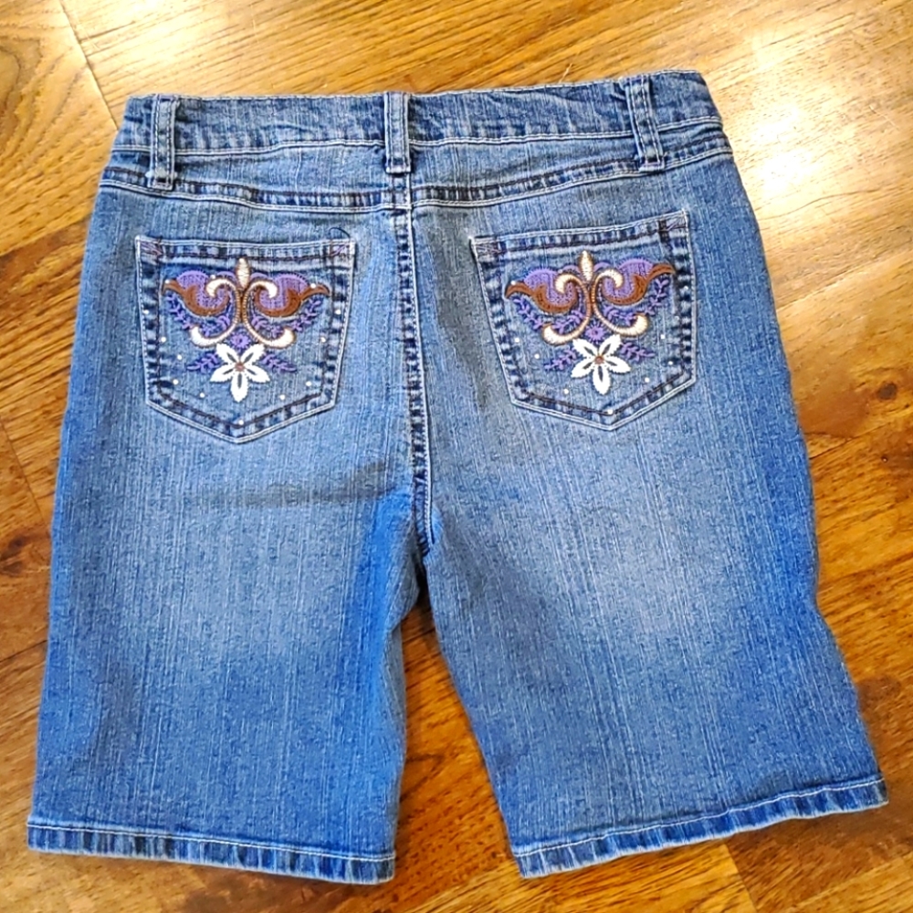 Girls Lulu Luv embroidered jean shorts size 14